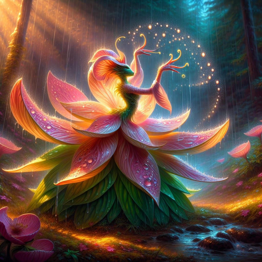 Enchanted Floral Dancer in Whimsical Forest