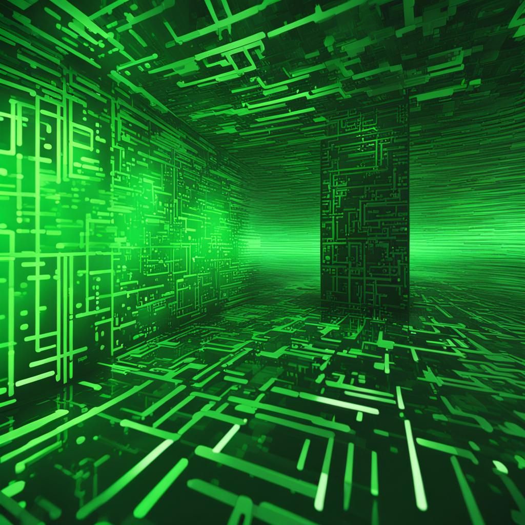 Hyperrealistic Green Matrix in Splash Art Style