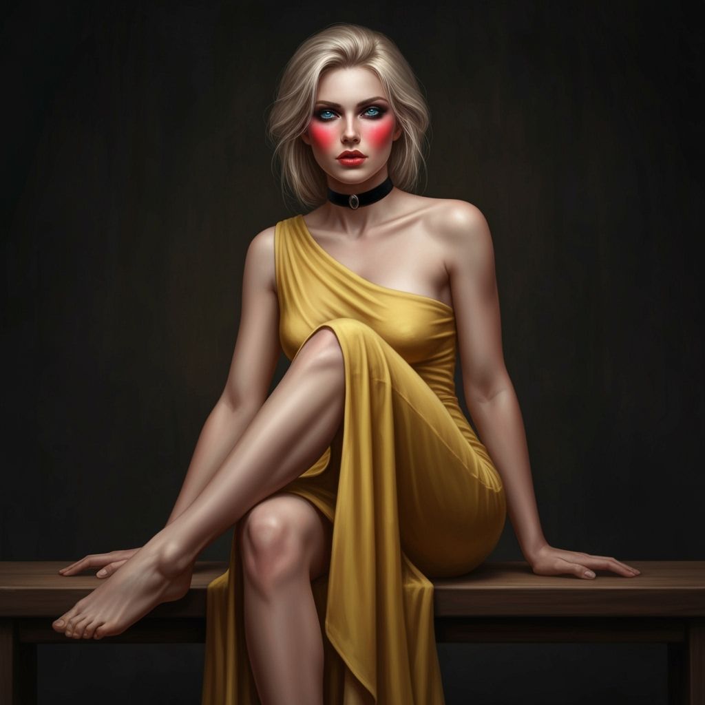 Romantic Gothic Portrait of a Beautiful Woman on a Bench