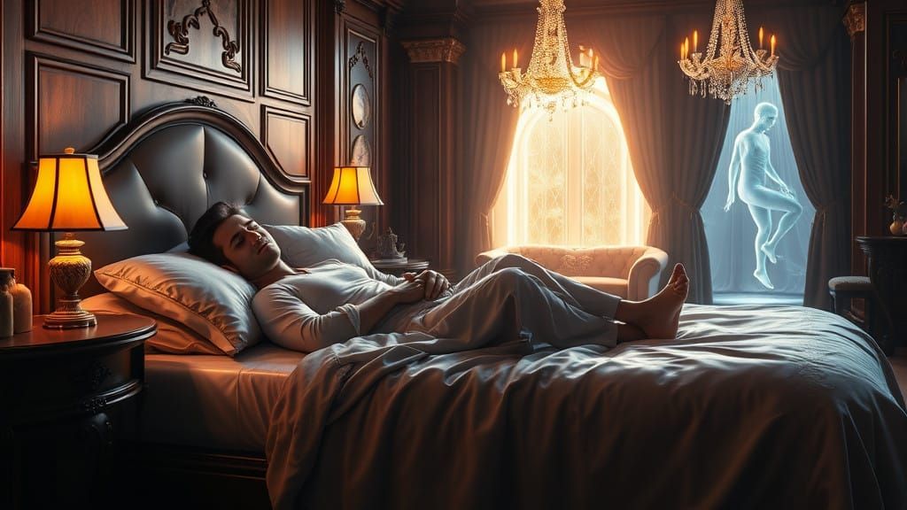 Sleeping Man's Astral Body Visits Twin Soul in Futuristic Dr...