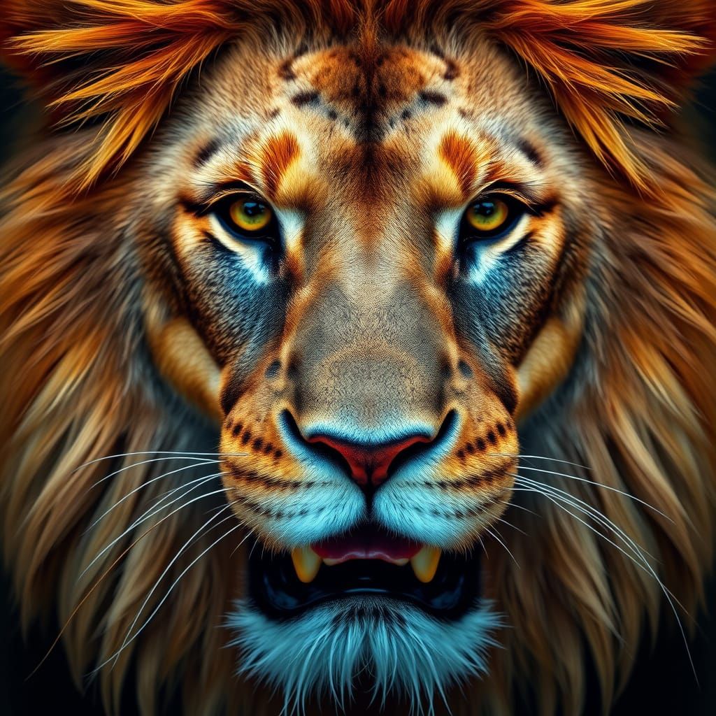 Regal Lion Portrait in Vibrant Colors