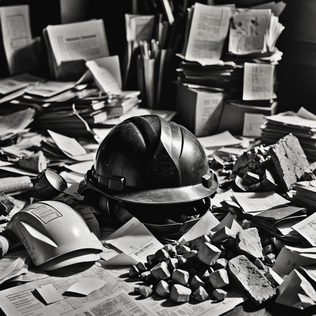 Dramatic Black and White Hardhat Portrait