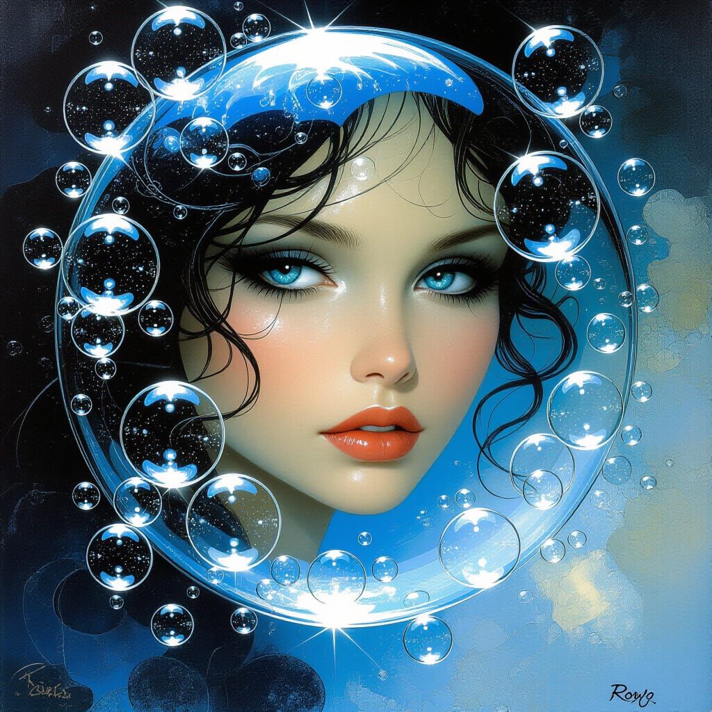 Dramatic Abstract Bubbles in Fantasy Art Style