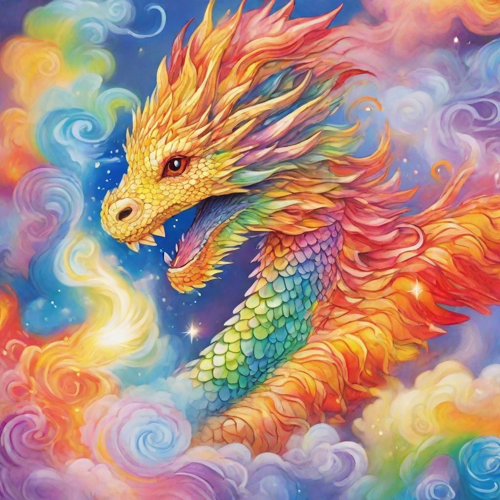 Whimsical Wonderland Dragon Portrait in Dreamy Colors