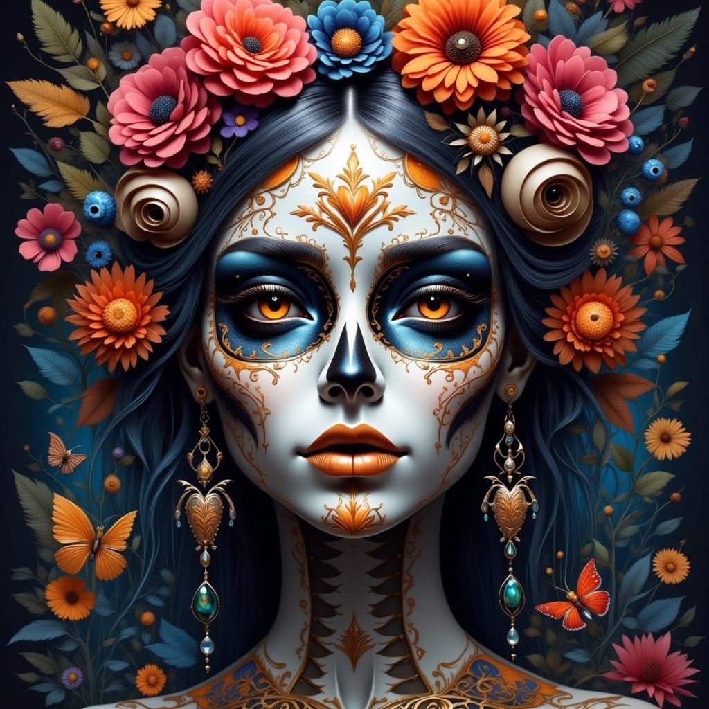 Cosmic Sugar Skull Fairy Tattoo Art
