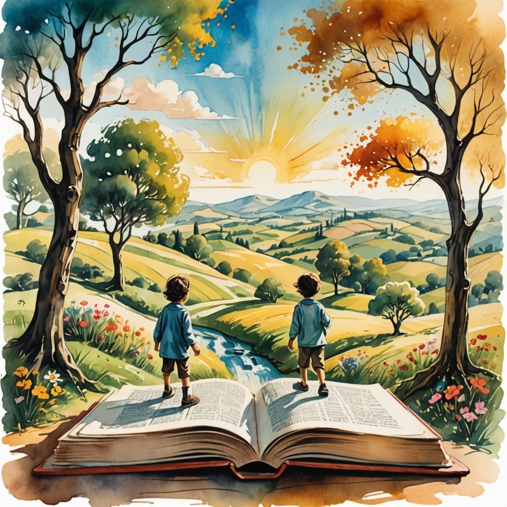 Child Stepping into Storybook World