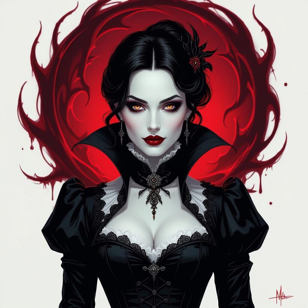Alluring Vampire Woman in Dark Gothic Style