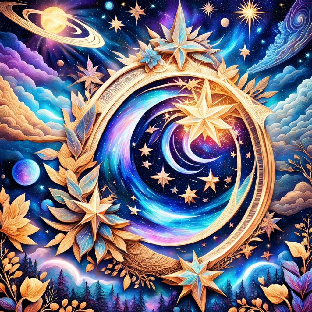 Enchanting Night Sky: A Cosmic Astral Illustration