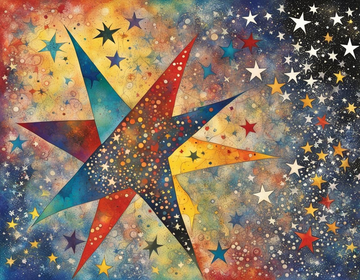 Abstract Starry Night in Pollock Style