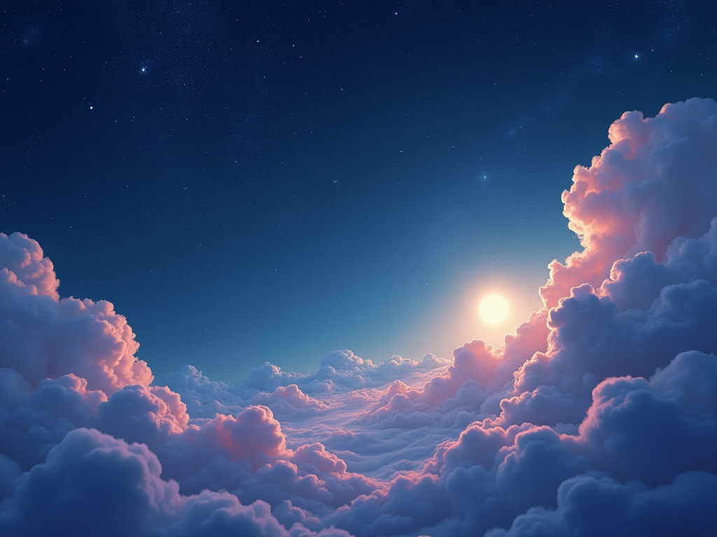 Dreamy Night Sky with Clouds and Stars