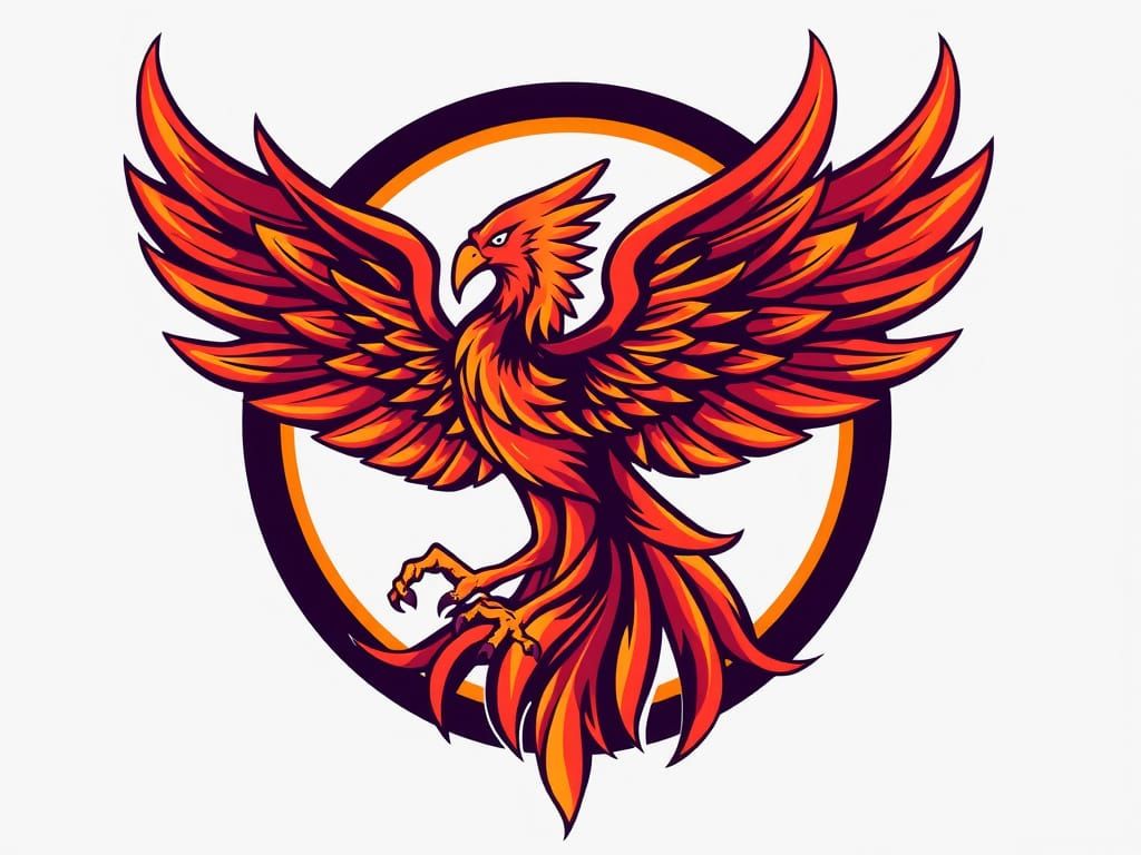 Empowering Phoenix Emblem in Vibrant Colors