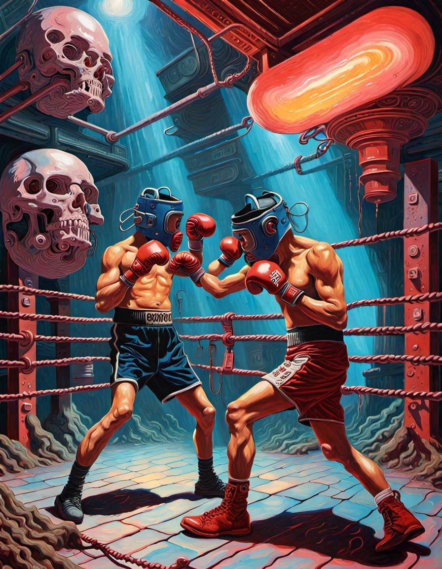 Dystopian Underground Boxing in Surreal Aetherpunk Style