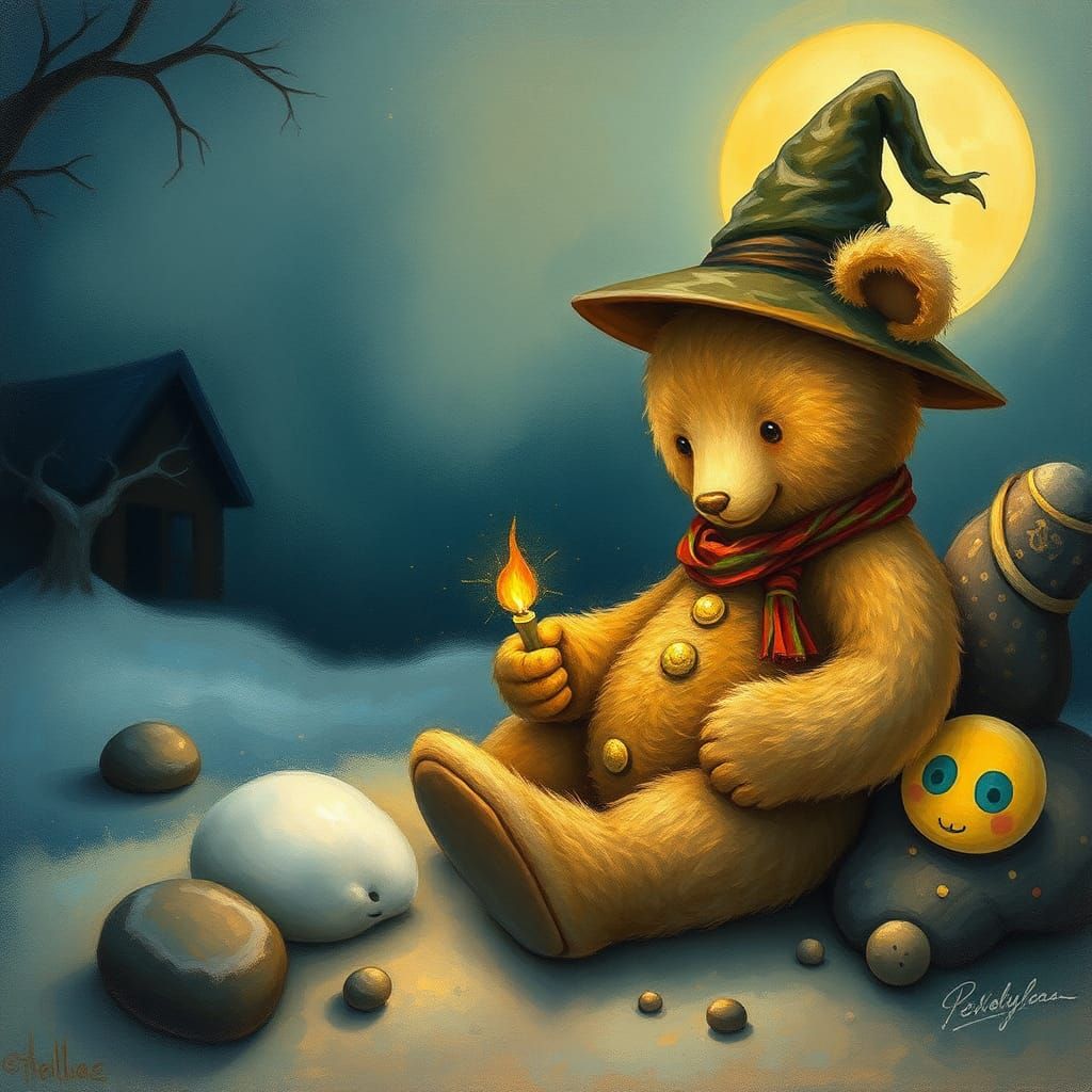 Sandman Teddy Bear in Dreamy Post-Impressionist Style