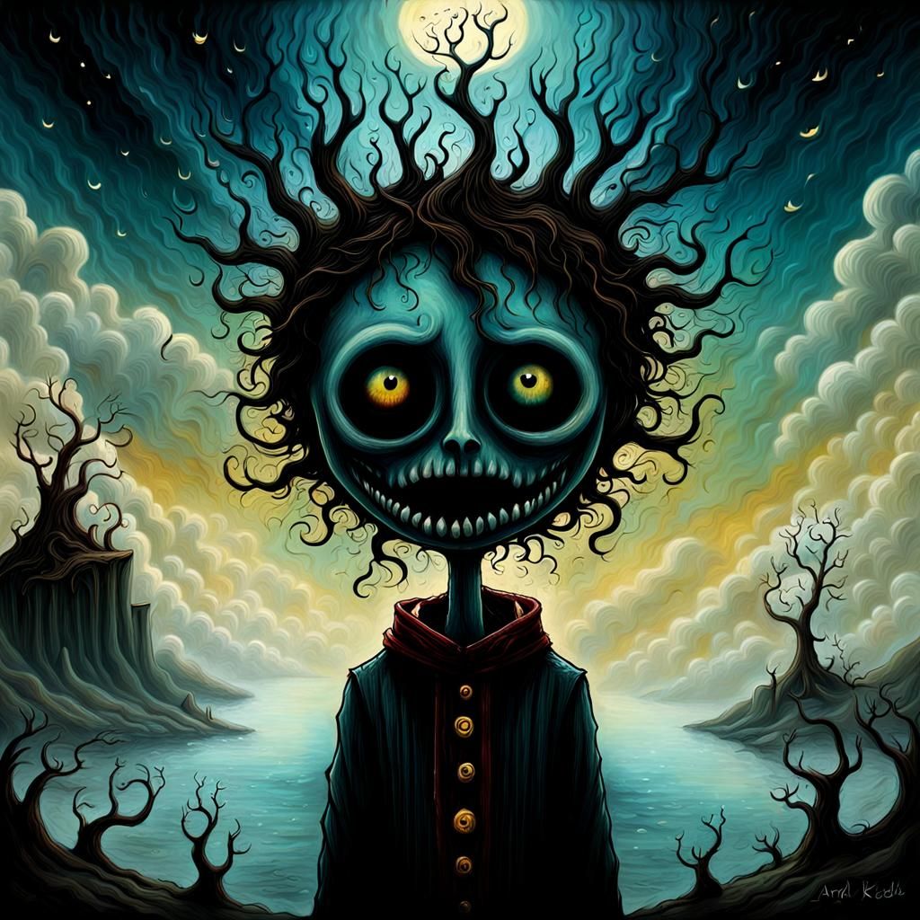 Surreal Face with Melting Clocks in Pop Surrealism Style