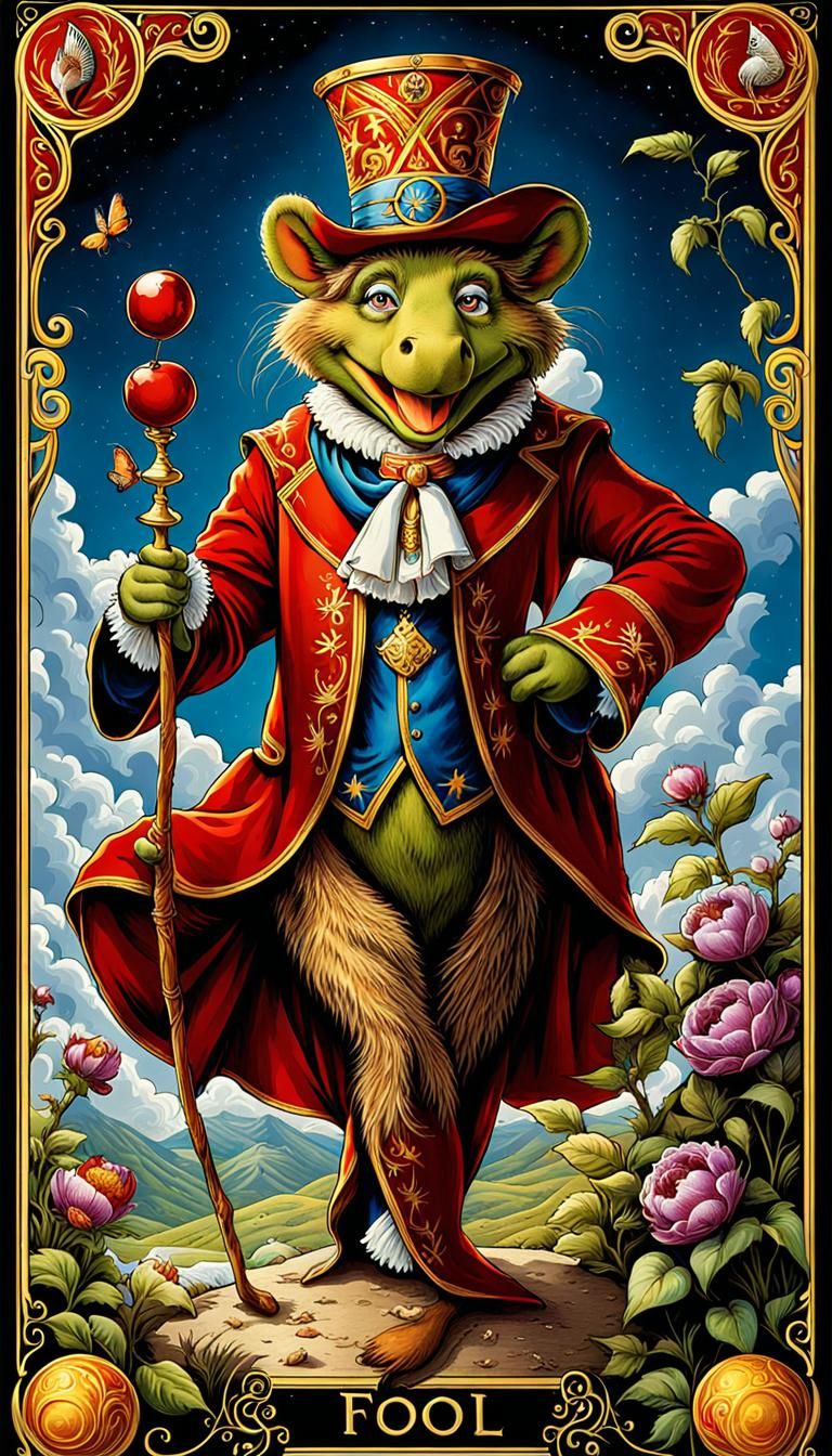 The Fool Tarot Card in Whimsical Style