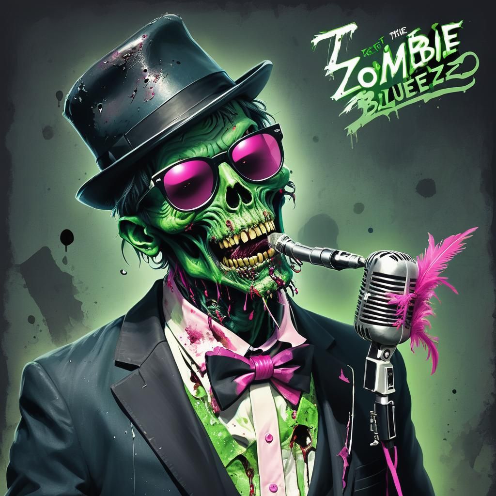Zombie Blues Singer with Microphone