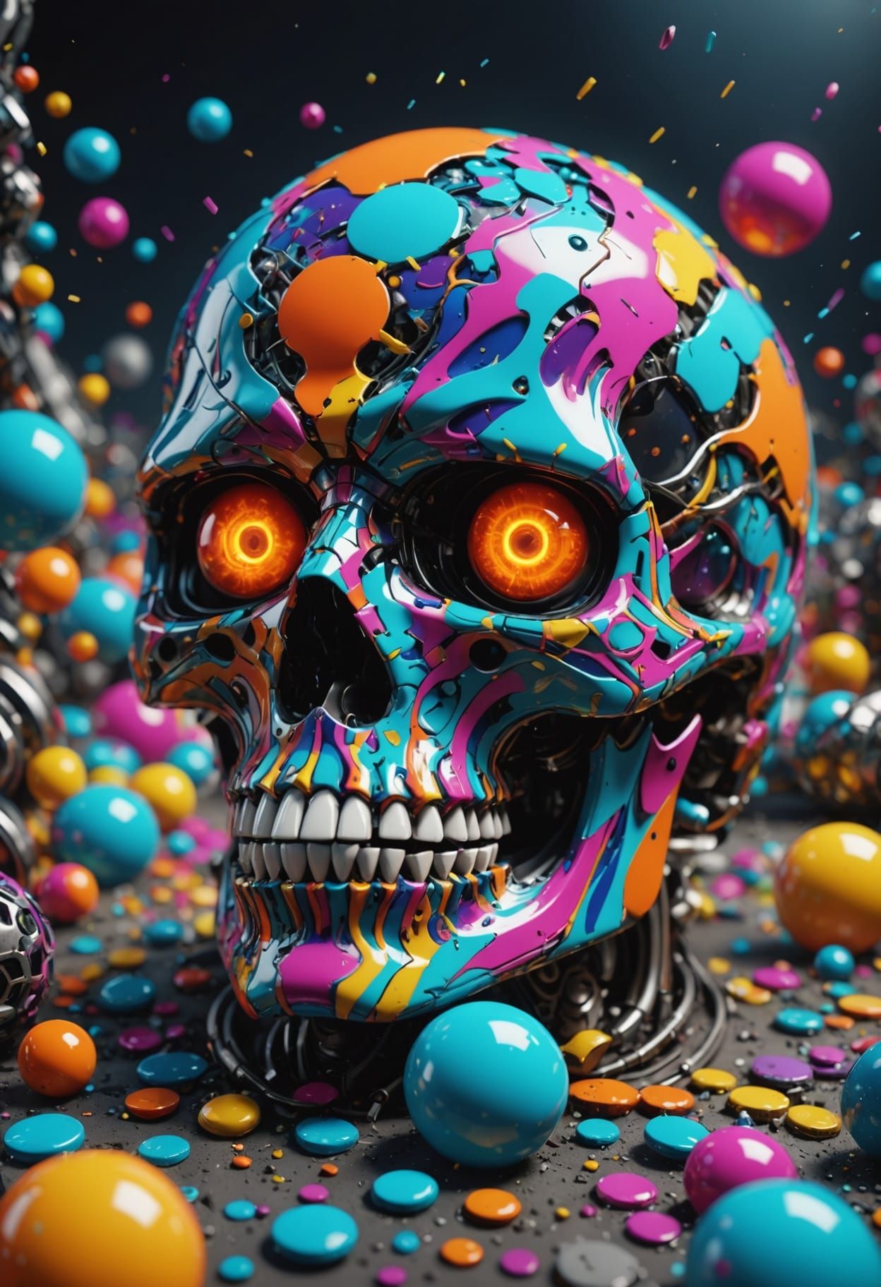 Trippy Hyperrealistic Scene with Bright Colors