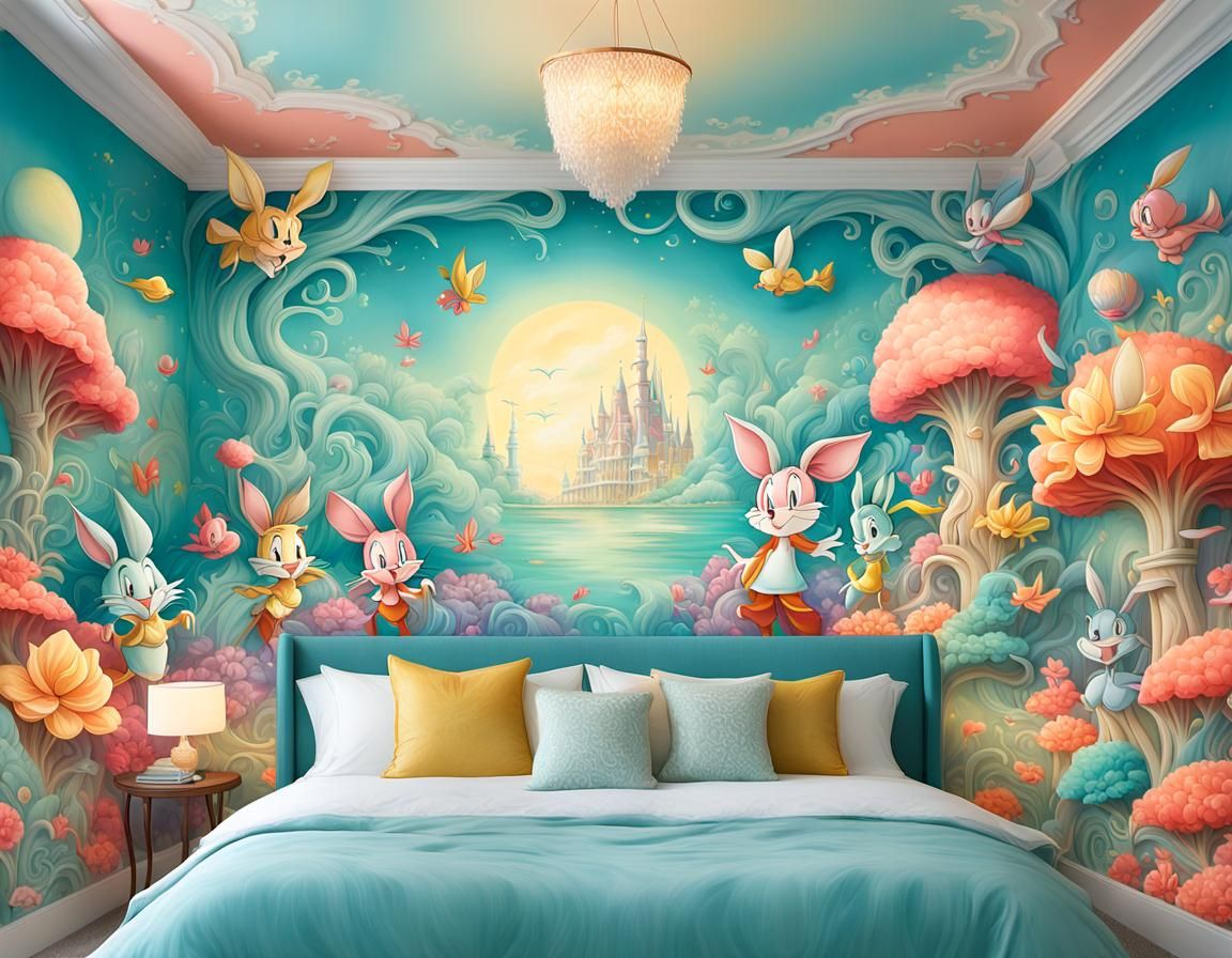 Tiny Toons University Mural in Vibrant Splash Art Style