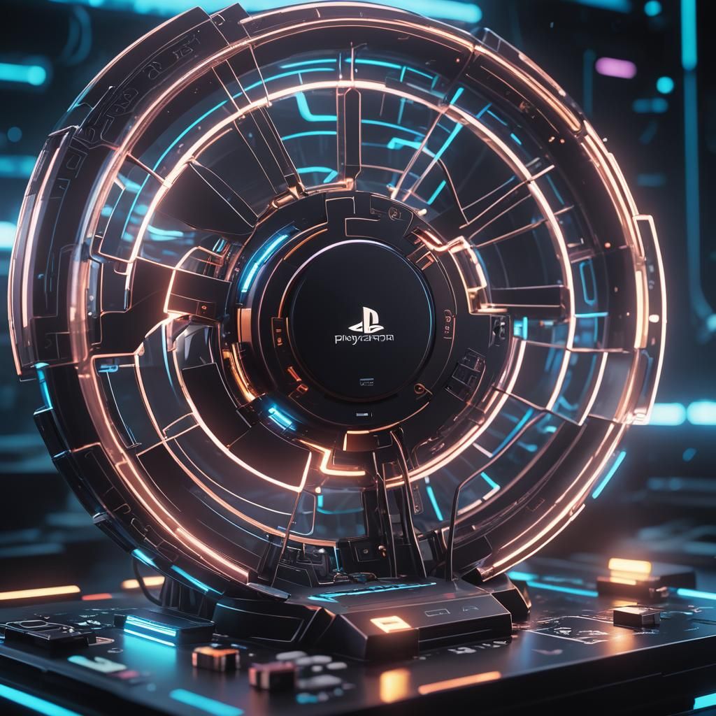 Futuristic PlayStation 6 Console in Sci-Fi Setting