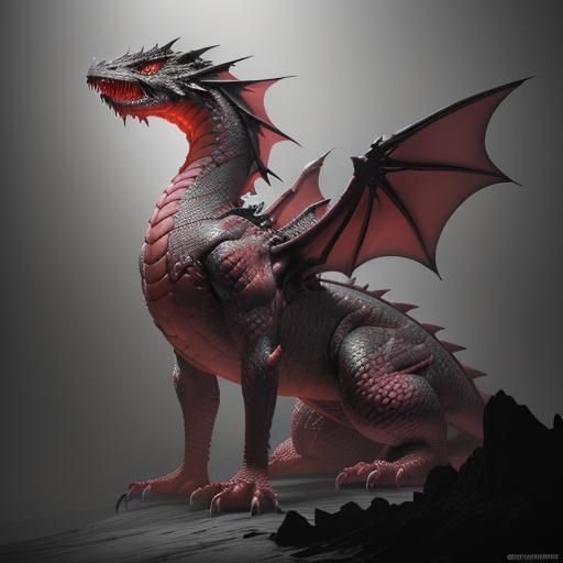 Reddish-Pink Dragon Concept Art in 8K Resolution