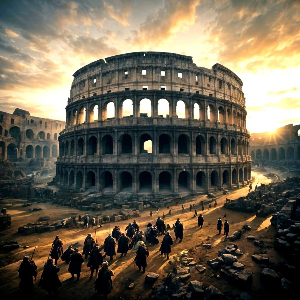 Epic Ancient Colosseum Warriors in Battle