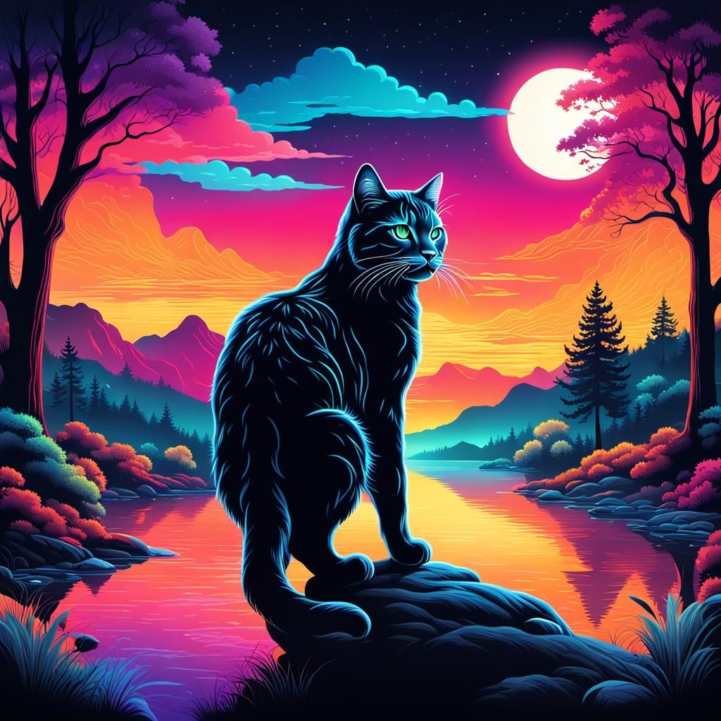 es una imagen en hd, dentro de la siueta de un gran gato  co...