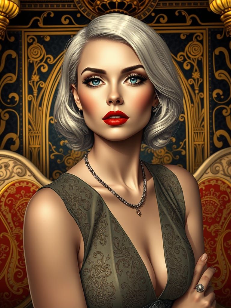 Elegant Woman in Opulent Art Deco Style