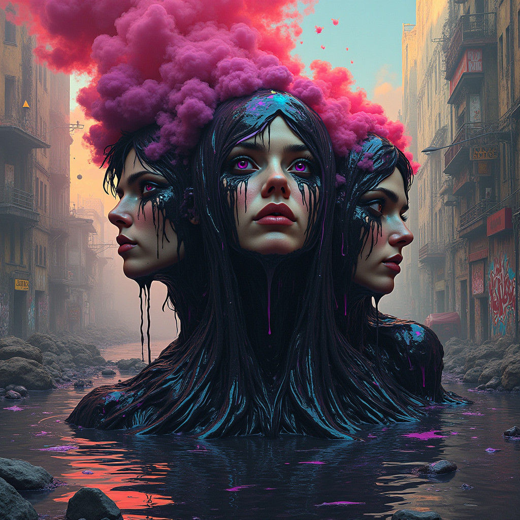 Dystopian Sludge Cityscape: A Surreal Transformation