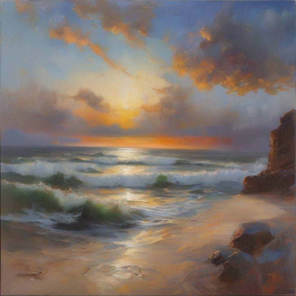 Modern Cosmic Wave in Abstract Oil Painting