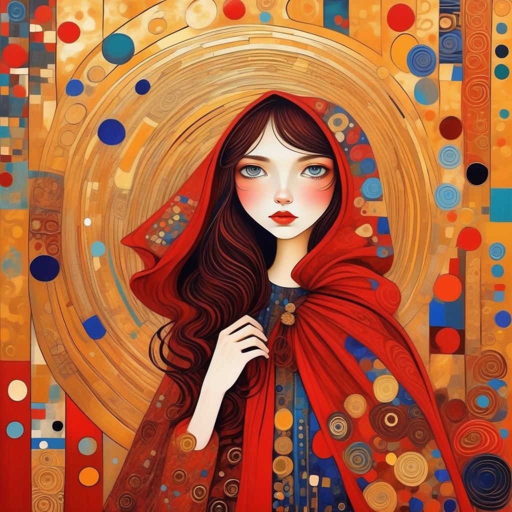 Gustav Klimt's Whimsical Little Red Riding Hood