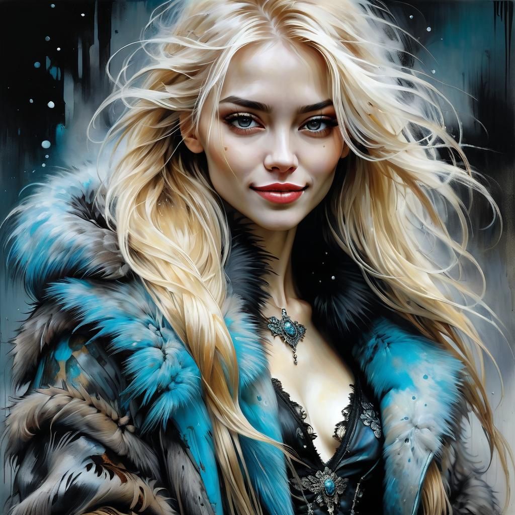 Gothic Noir: Beautiful Woman in Oil Painting