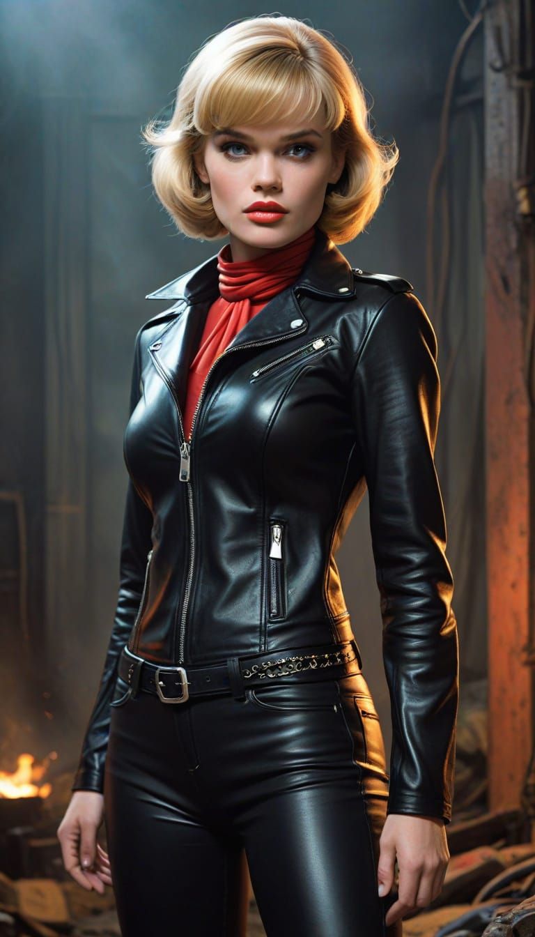 Pulp Magazine Cover: Honey West in Leather Jacket