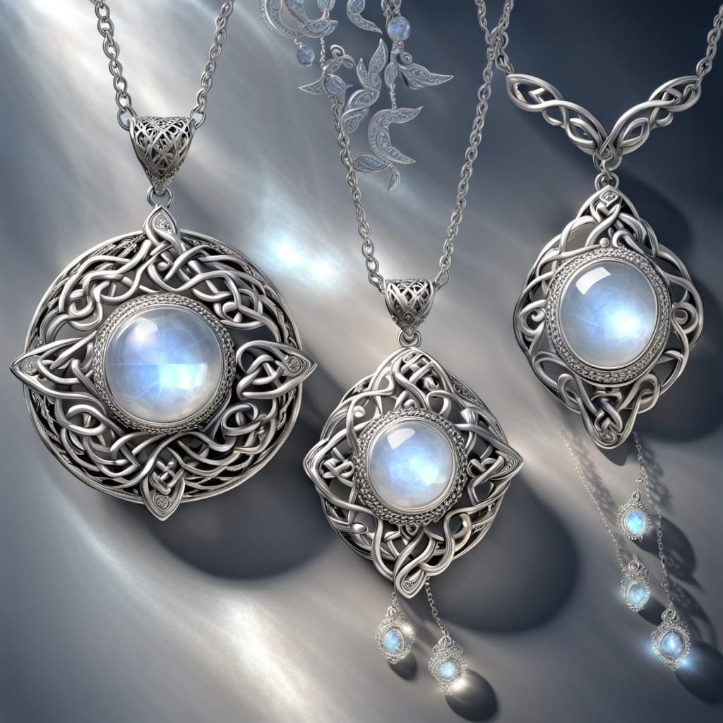 Luxurious Celtic Jewelry in Glowing Moonstone