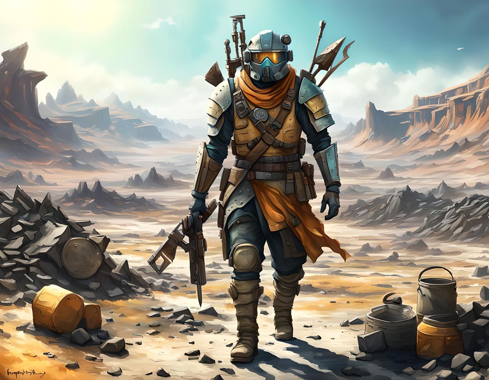 Wasteland Scavenger on a Colorful Planet