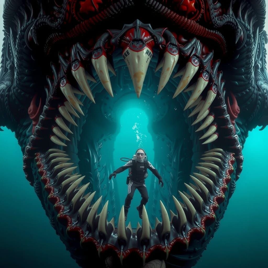 Eldritch Abomination Pursues Diver in Desolate Underwater Ex...
