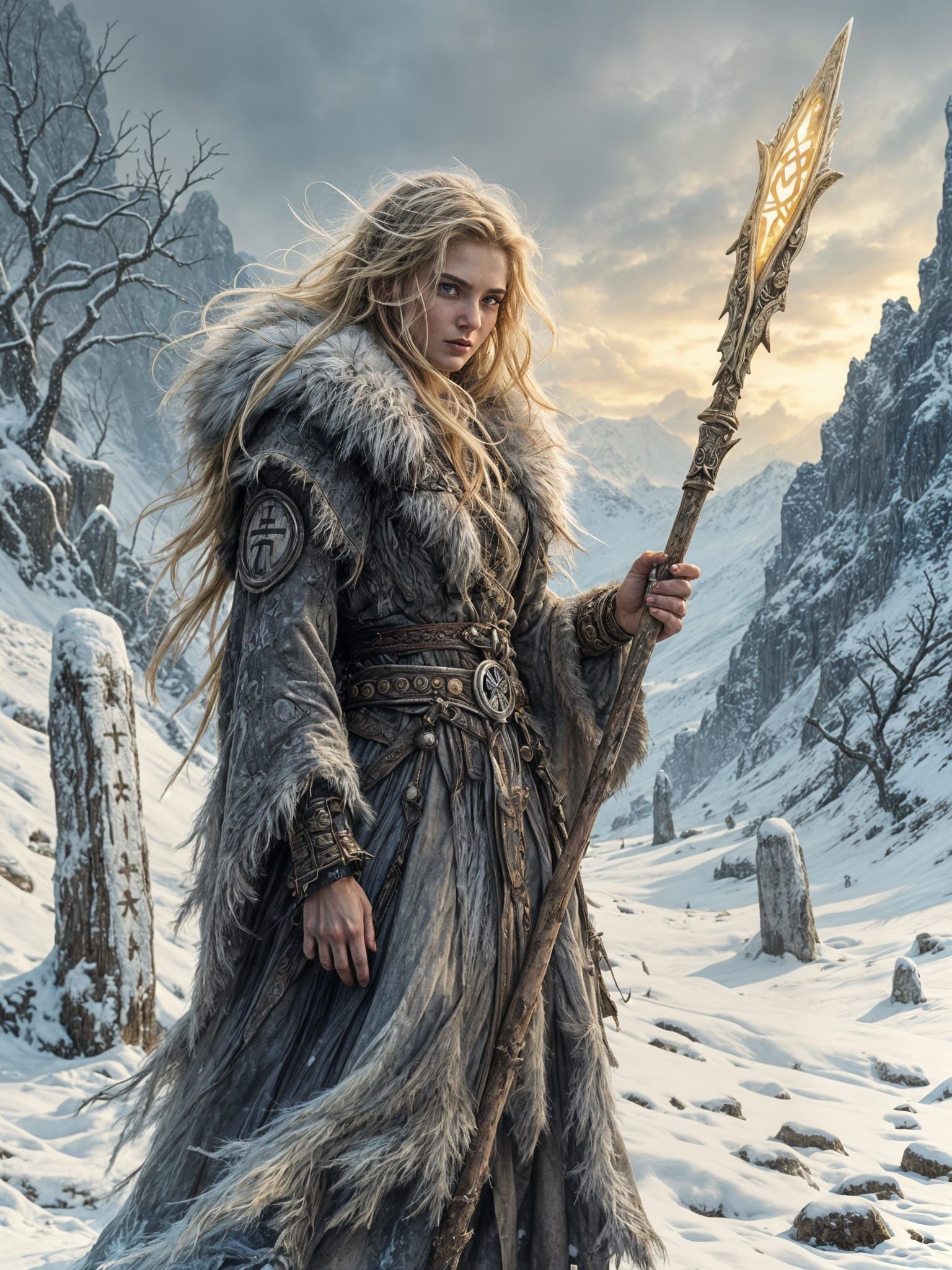 Norse Sorceress in Faded Earthy Tones