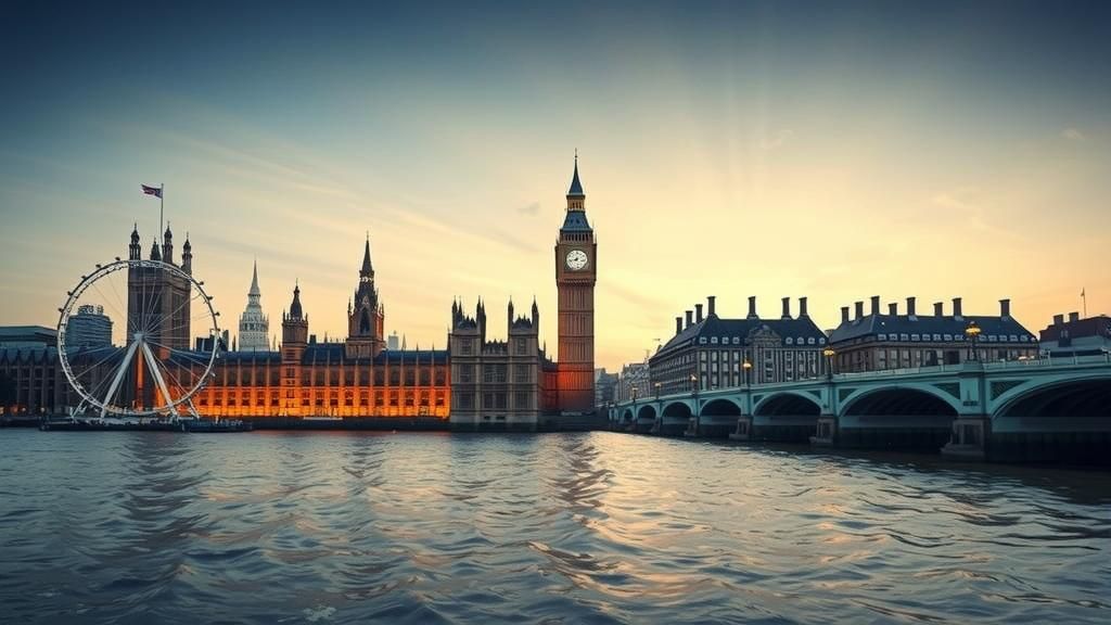 London Skyline at Dusk in Atmospheric Style