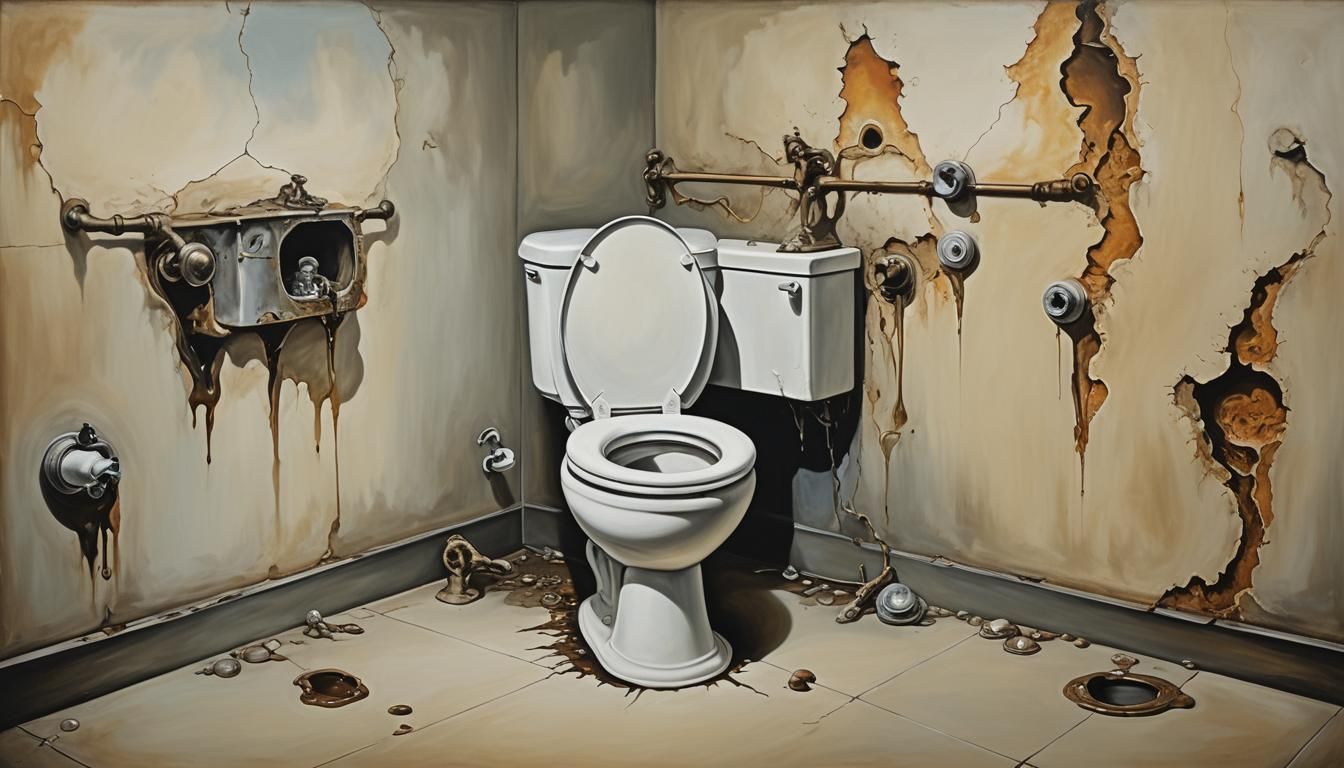 Surreal Toilet in Melting Dali Landscape