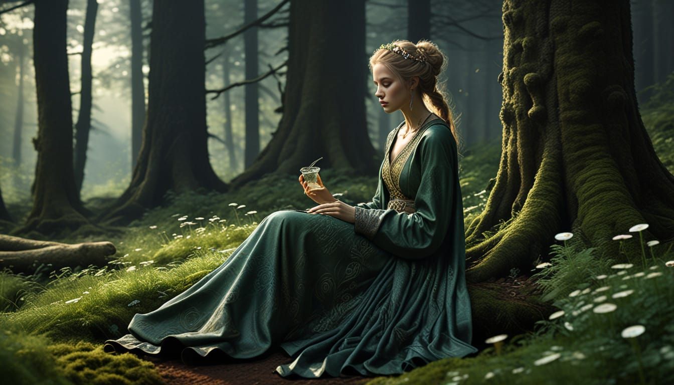 Ethereal Druidess in Whispering Woods