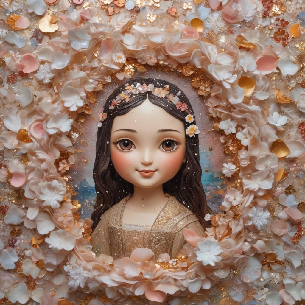 Mona Lisa's Whimsical Ice Magic: A Mixed Media Collage