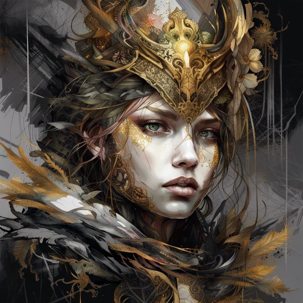 Golden Armored Ladies: Dark Fantasy Concept Art
