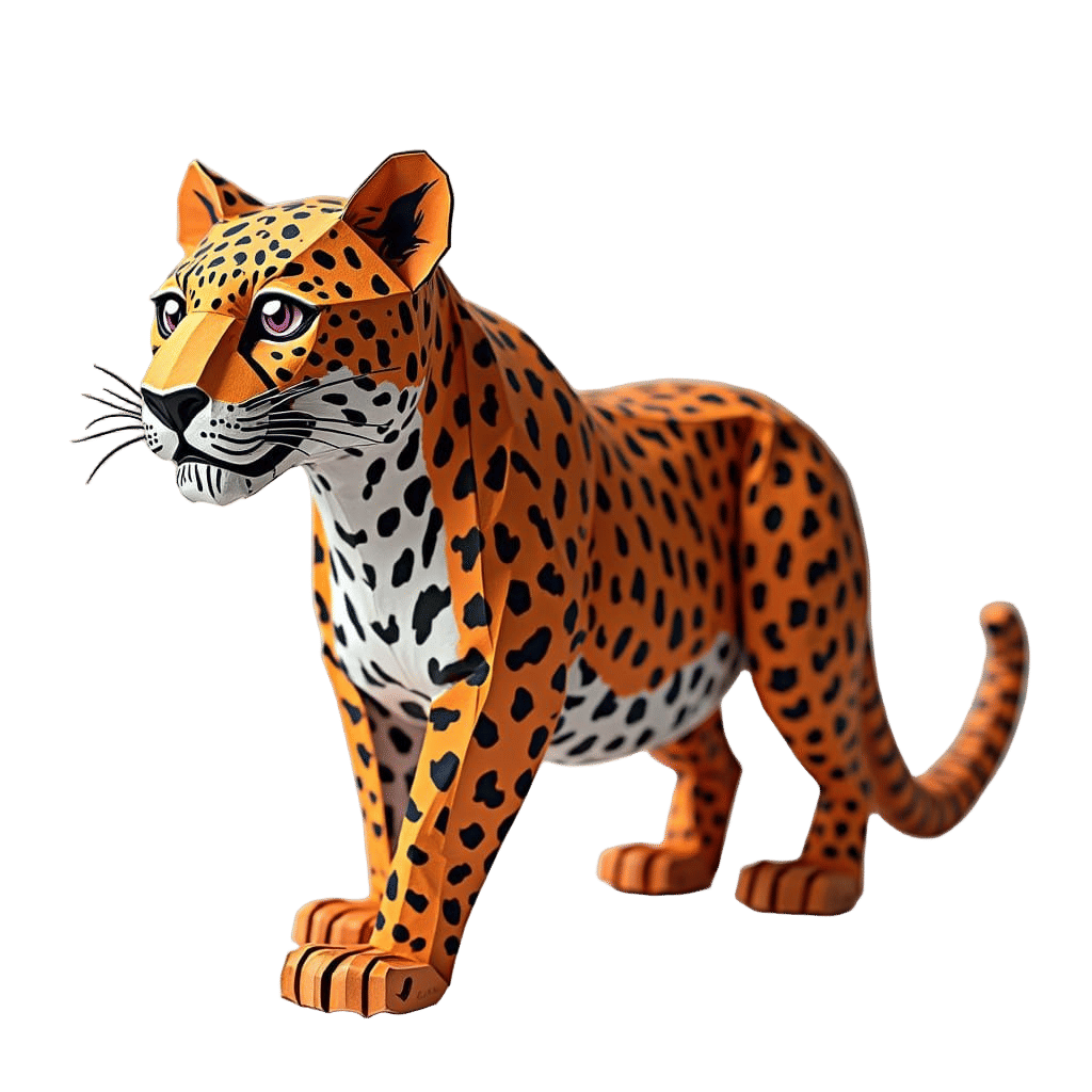 3D Origami Leopard Inspired by Japanese Art