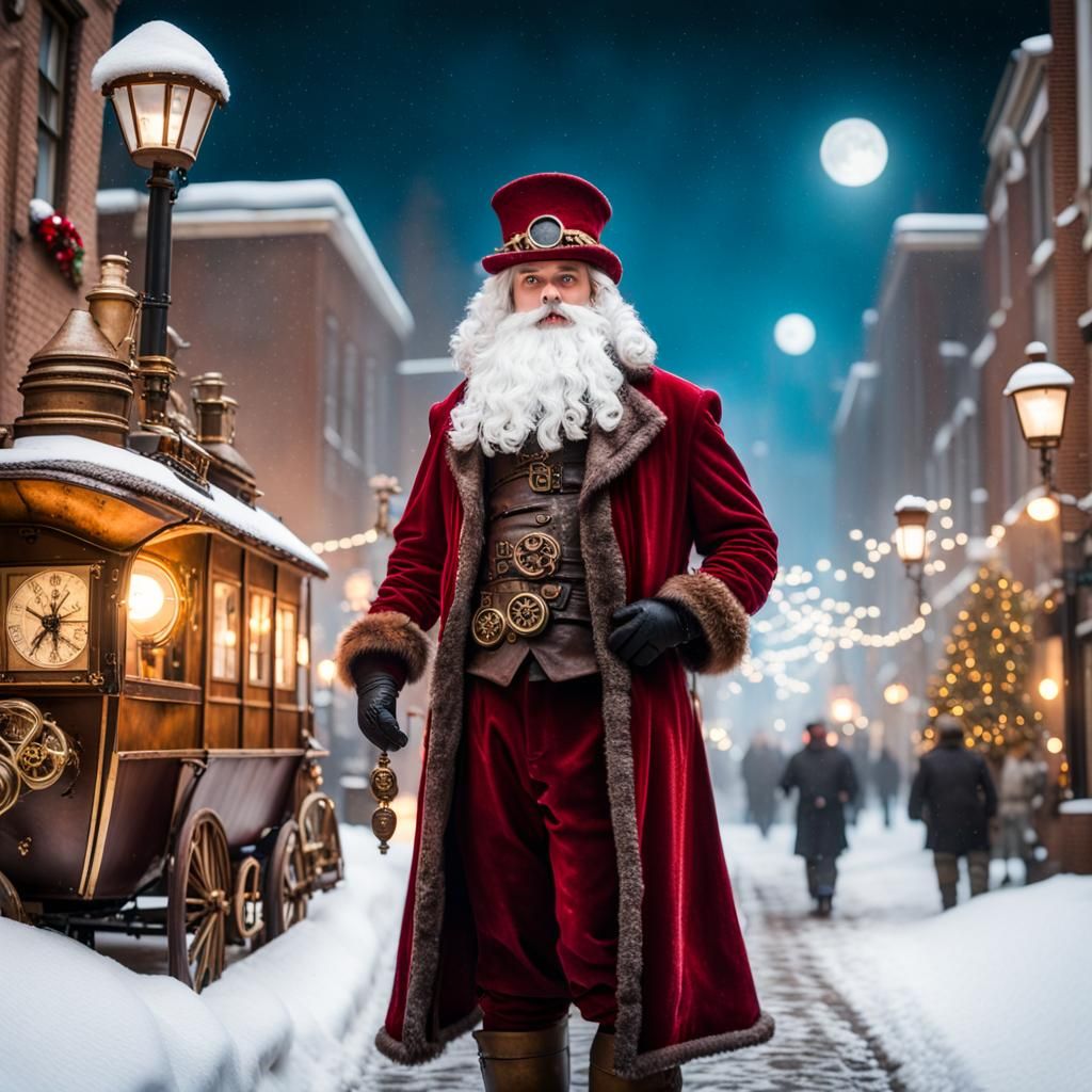 Steampunk Santa Delivers Gifts on Christmas Eve