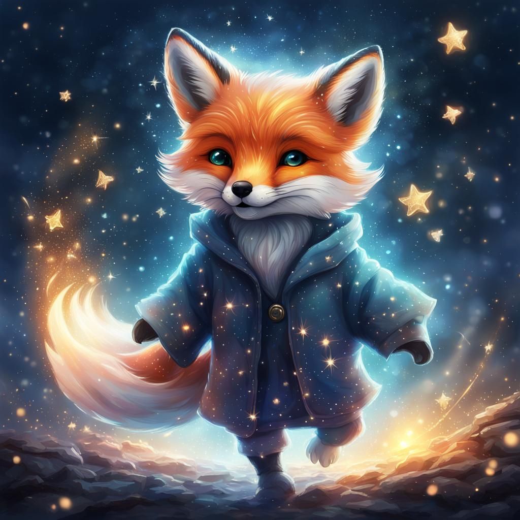 Adorable Magic Fox Leaving Sparkly Wake