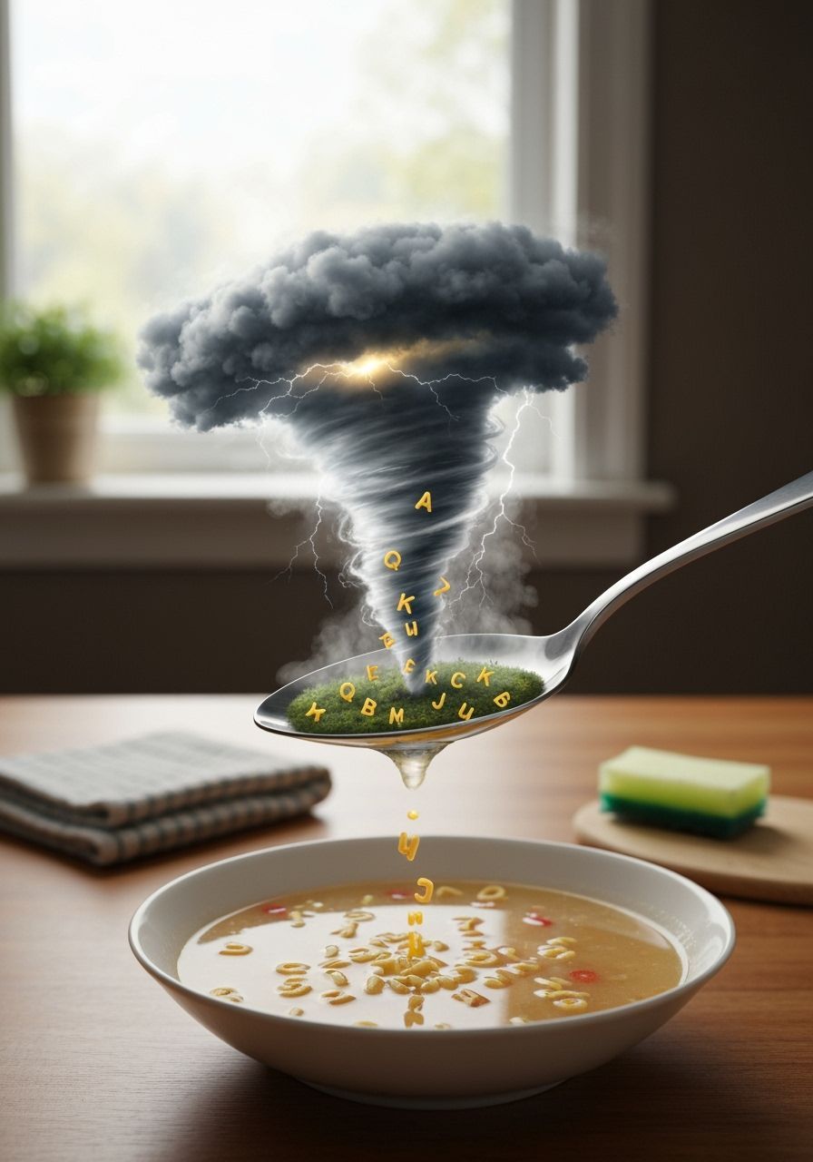 Tornado in a Spoon: Photorealistic Weather Scene