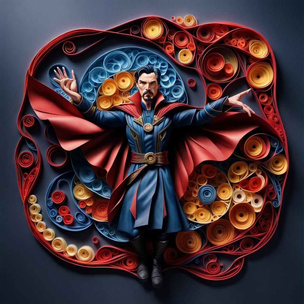 Dr Strange travels to the papercraft universe