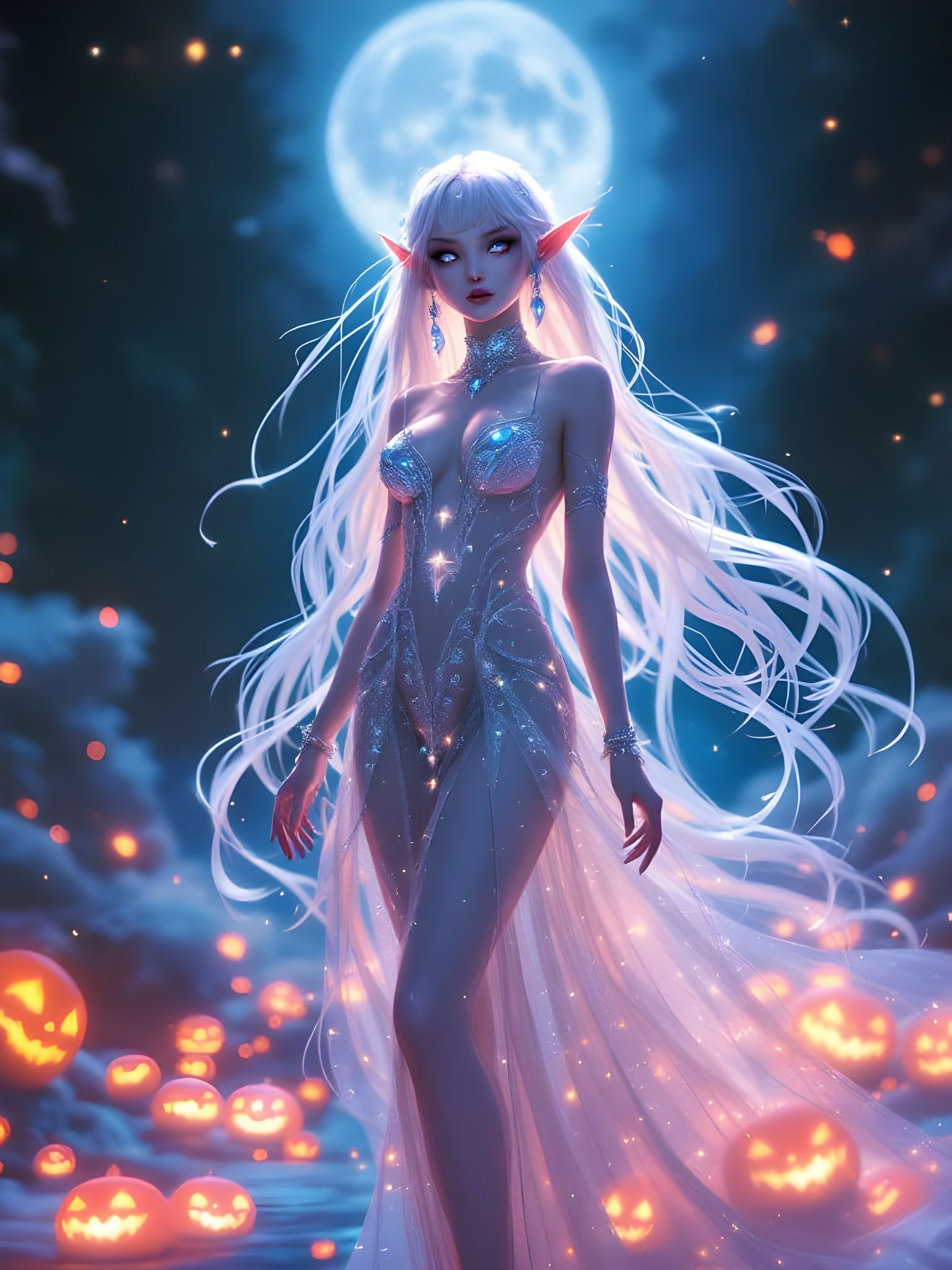 Elven Pop Star Luna Melodica in Anime Style