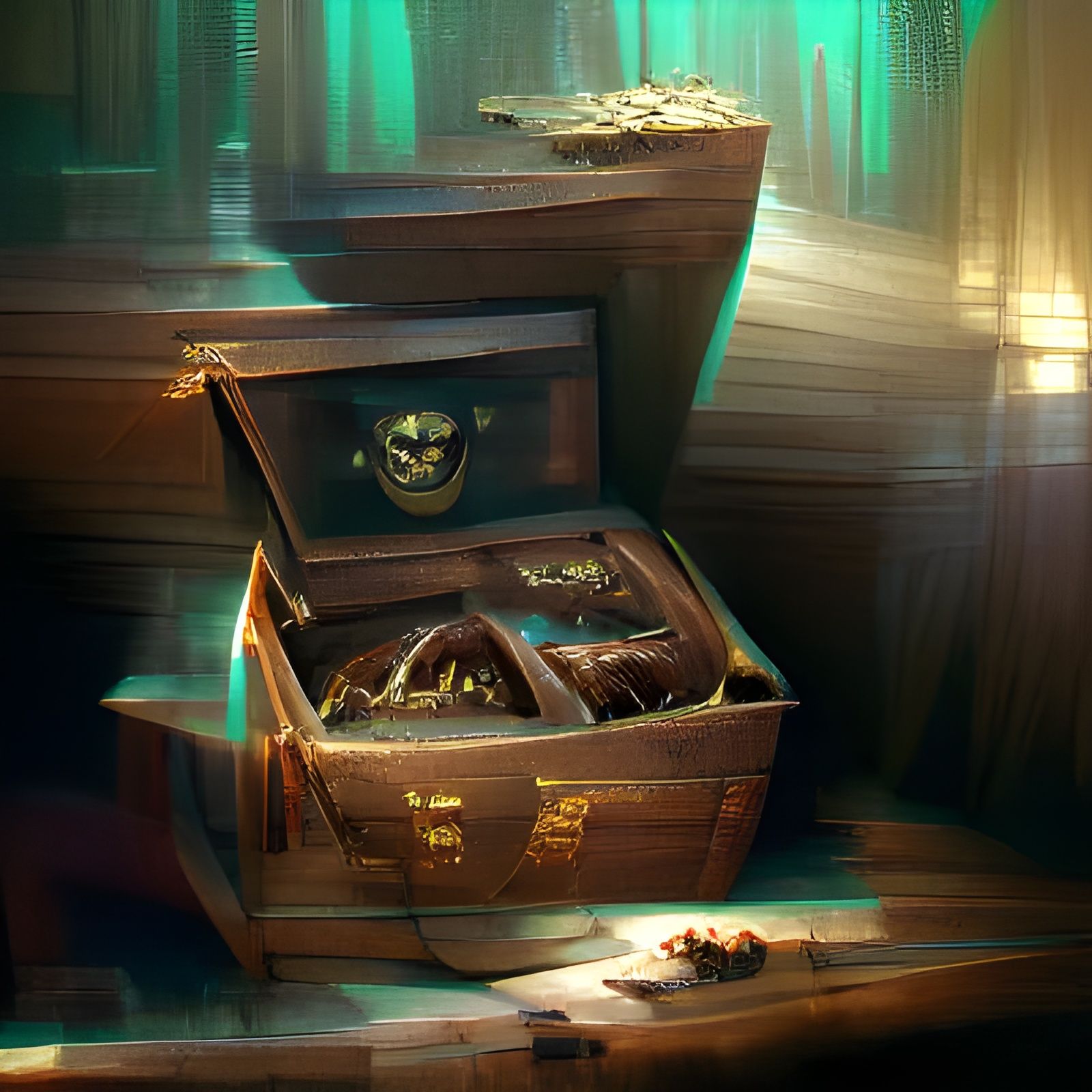 Sinister Treasure Chest in Fantasy Art Style