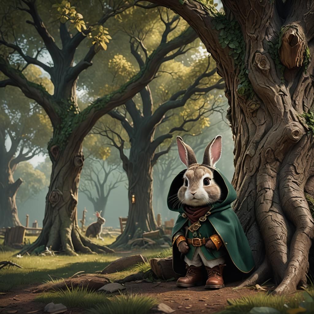 Bunny in Cowboy Boots in Detailed Matte Painting