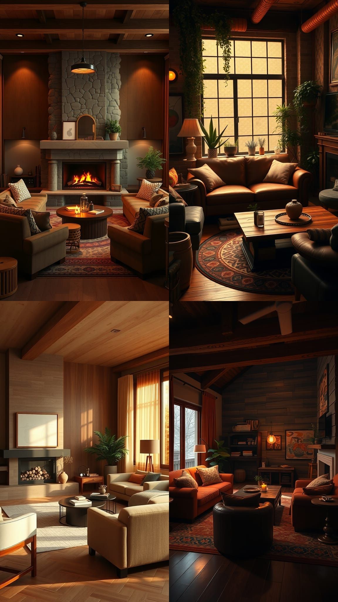 Warm Brown Living Room Decor with 3D Shading